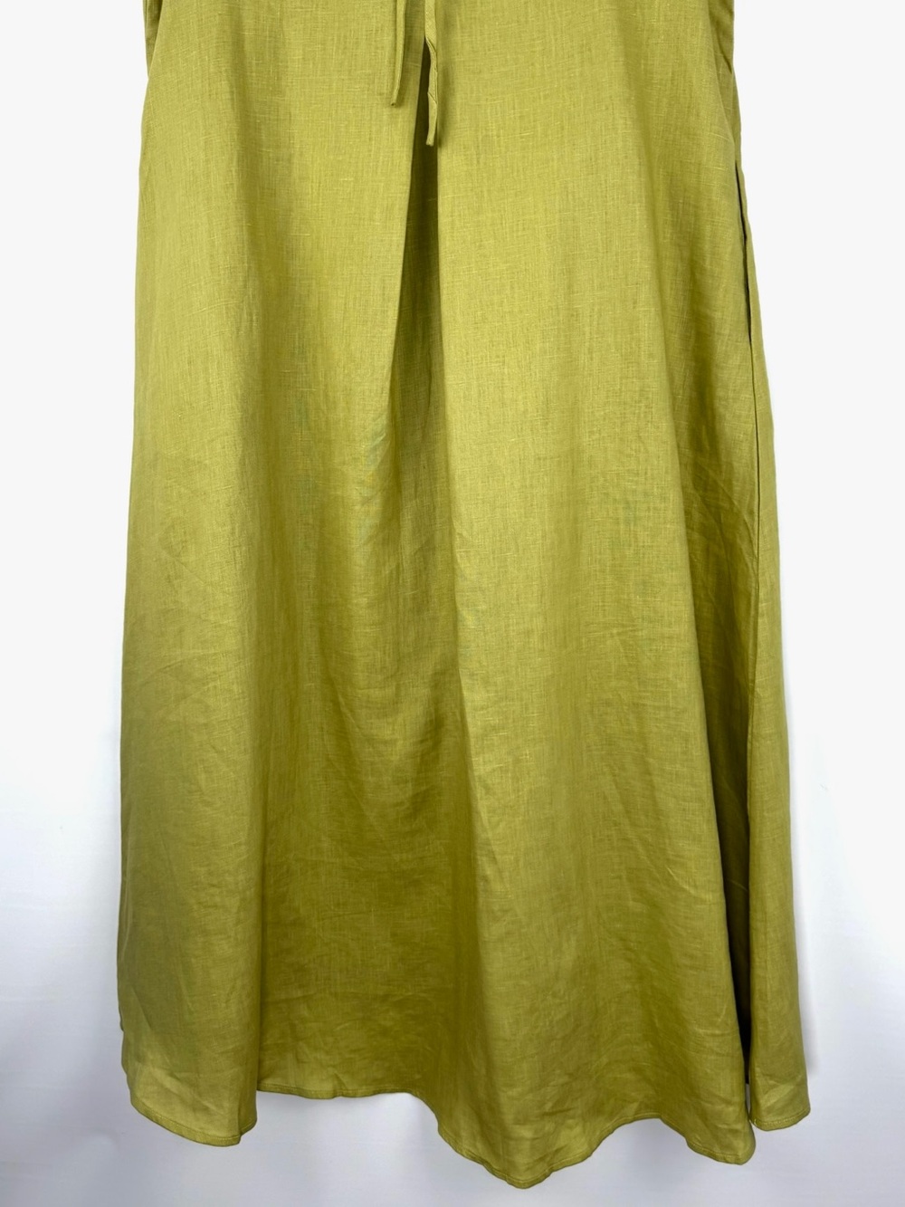 Sleeveless V-Neck Linen Blend Maxi Dress in Light Olive - Picture 9 of 16